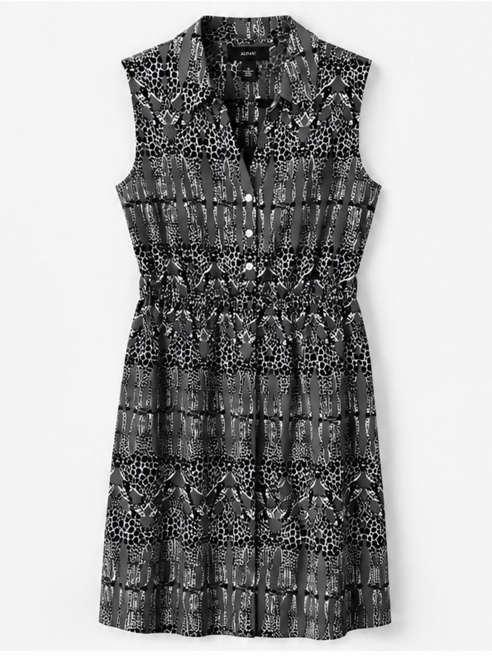 Alfani Black Multi Printed Sleeveless Shirt Dress